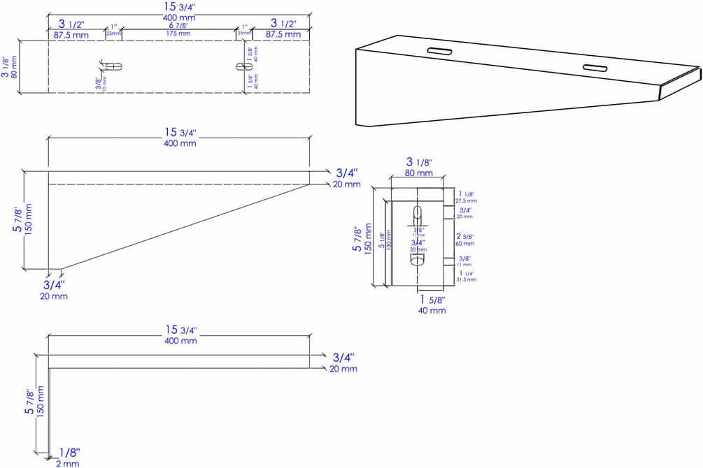 Brackets for 40" and 48" Alfi brand Rectangular Sinks