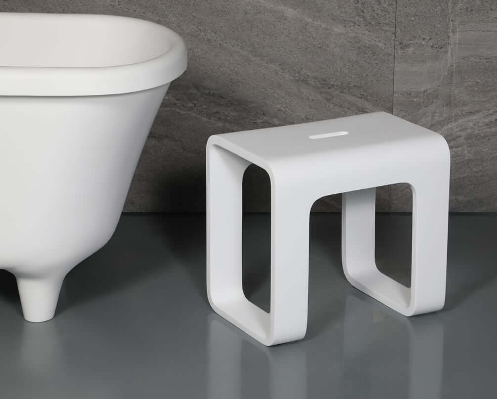 ALFI brand ABST99 Solid Surface Resin Bathroom/Shower Seat - Matte Finish in Black or White