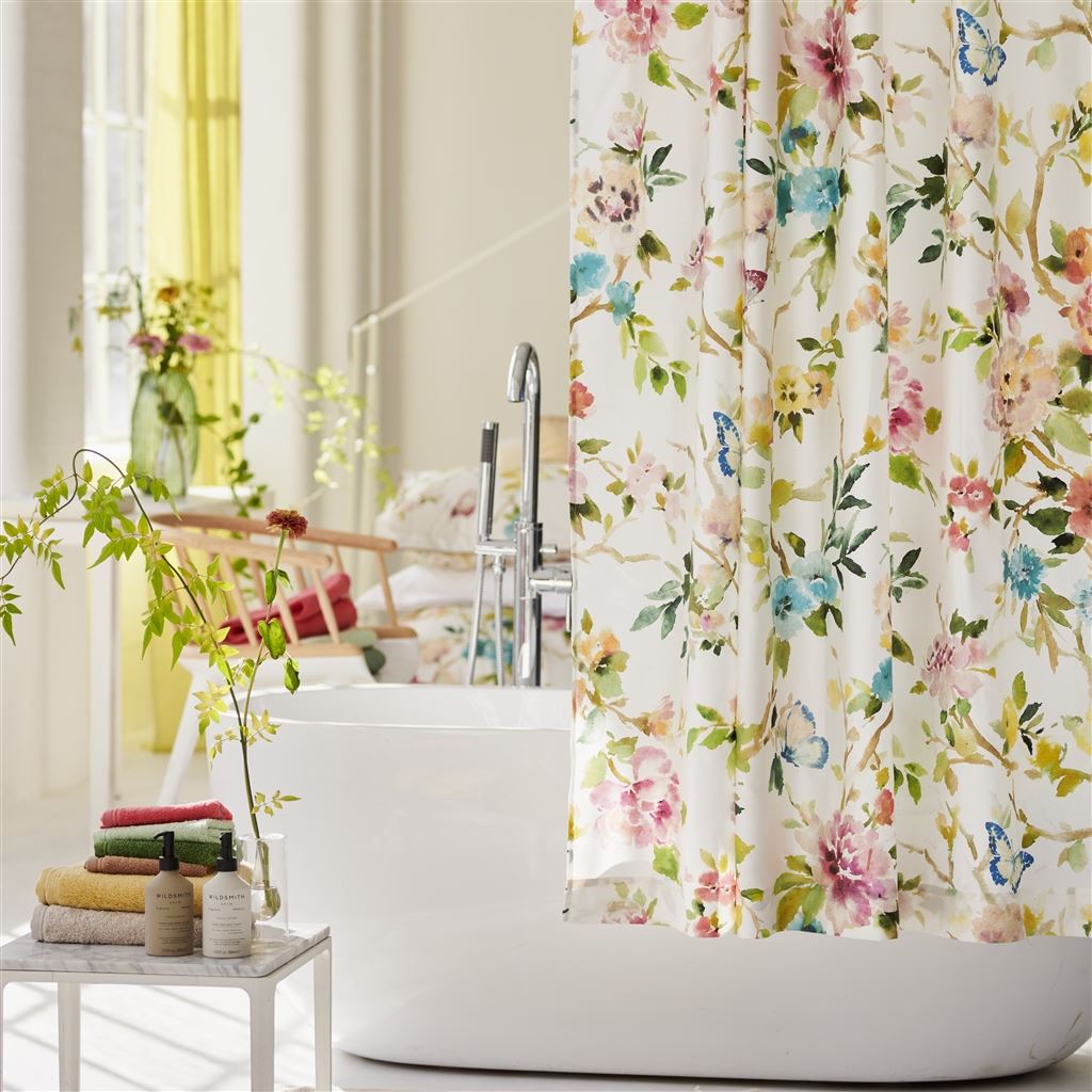 Fiore d'Acqua - Peony 300-Thread Count Cotton Shower Curtain