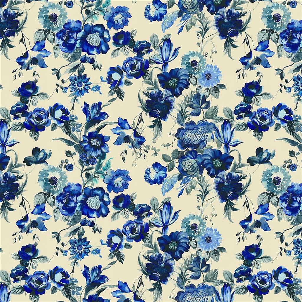 Hirigana - Indigo 100% Pure Linen Shower Curtain