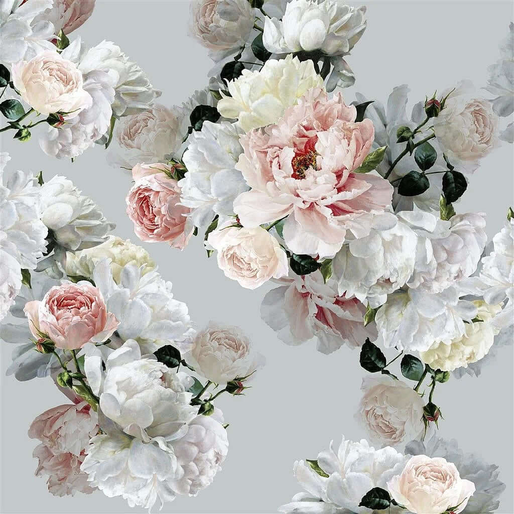 Peonia Grande - Zinc 300-Thread Count Cotton Shower Curtain