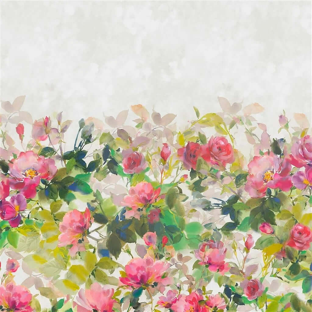 Thelma's Garden - Fuchsia 100% Pure Linen Shower Curtain