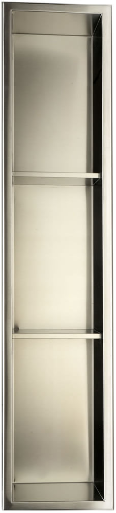 Alfi brand Triple Shelf 8 x 36 Shower Niche, Brushed Stainless Steel