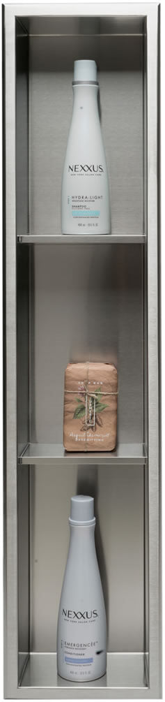 Alfi brand Triple Shelf 8 x 36 Shower Niche, Brushed Stainless Steel