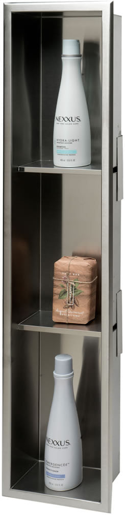 Alfi brand Triple Shelf 8 x 36 Shower Niche, Brushed Stainless Steel