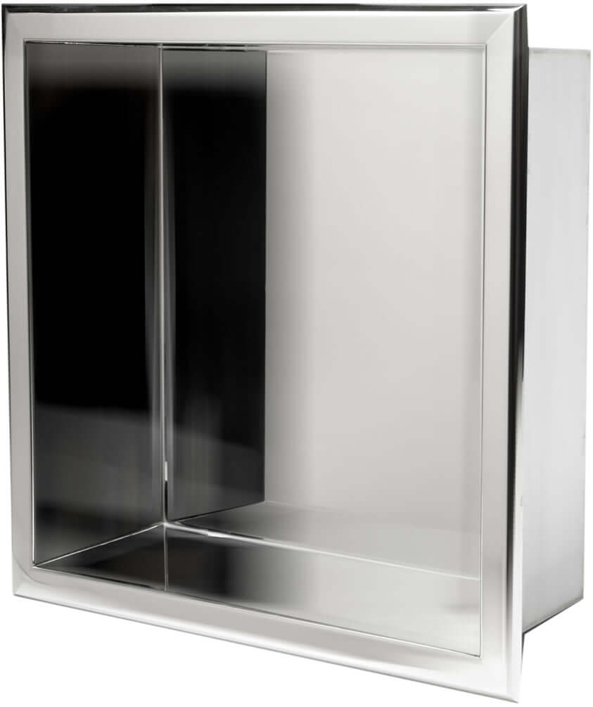 Suitable for smaller bottles and tubes, Polished Stainless Steel Alfi brand 12" x 12" Shower Niche