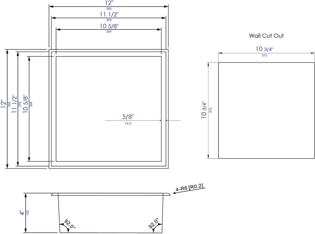 Alfi brand Stainless Shower Niche 12" x 12"