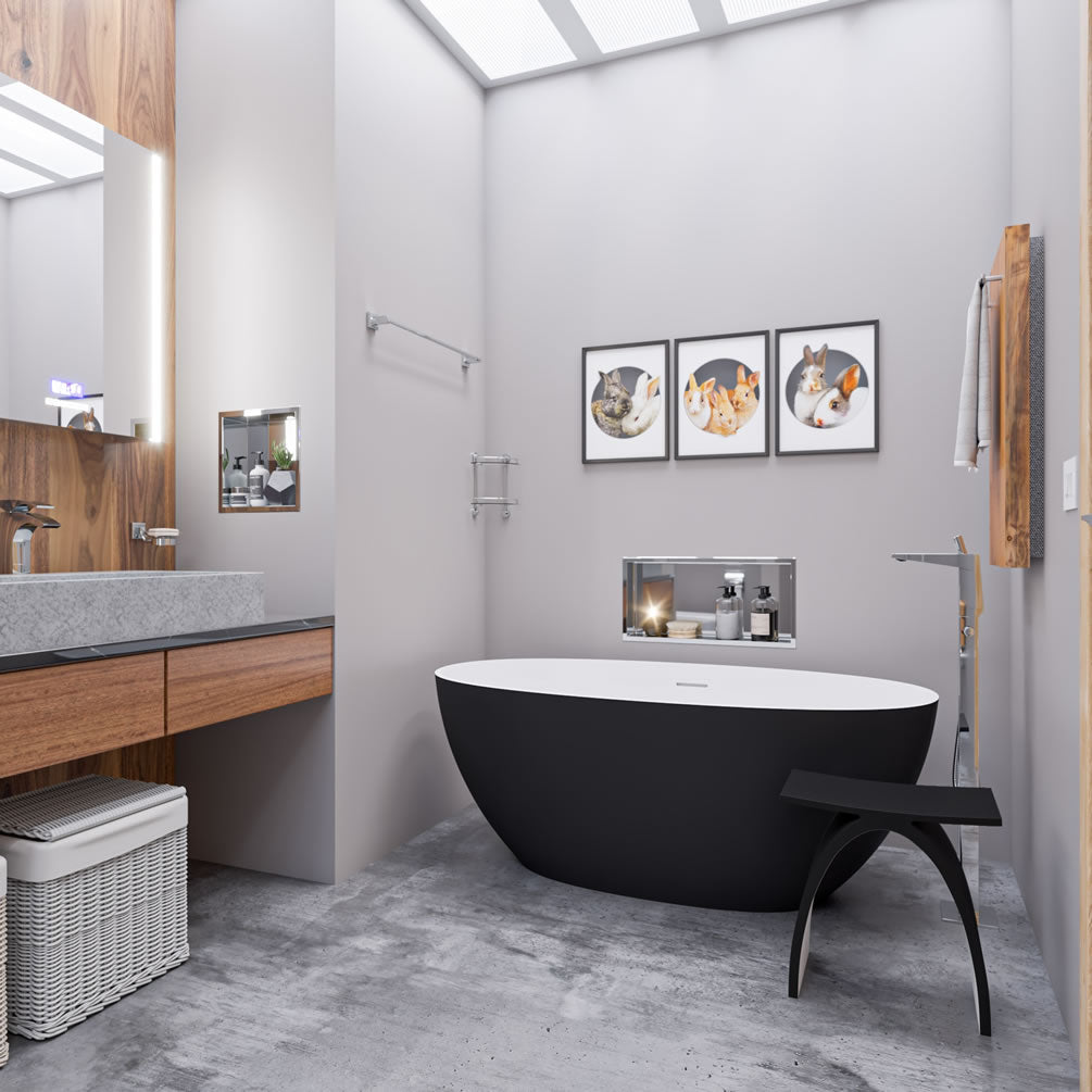 Use as a bathroom storage solution, or in the shower.  Alfi brand 16"x16" Polished Stainlesss Steel Bathoom and Shower Niche