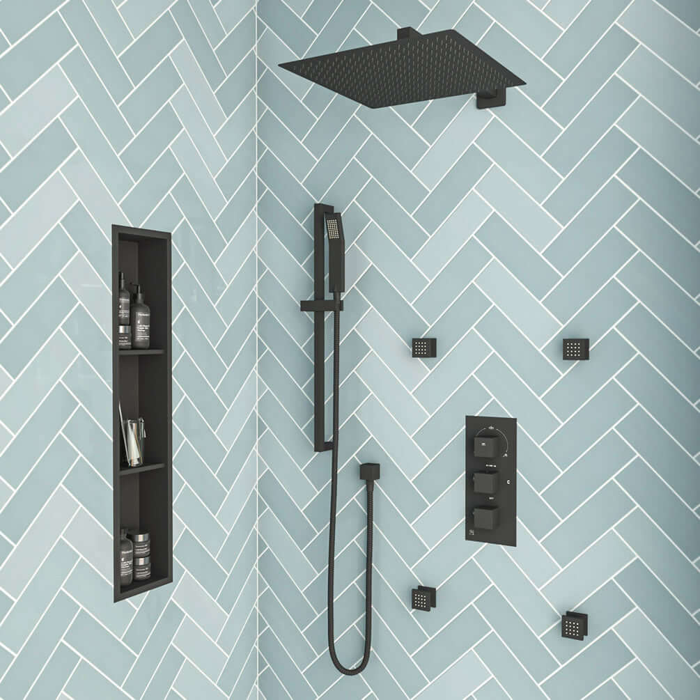 Stainless Steel Matte Black Shwoer/Bathroom Niche 8" x 36"