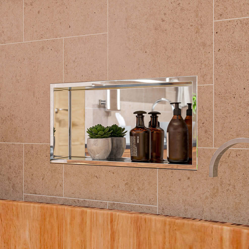 Polished Stainless Steel 24" x 12" x 4" Bathroom/Shower Niche