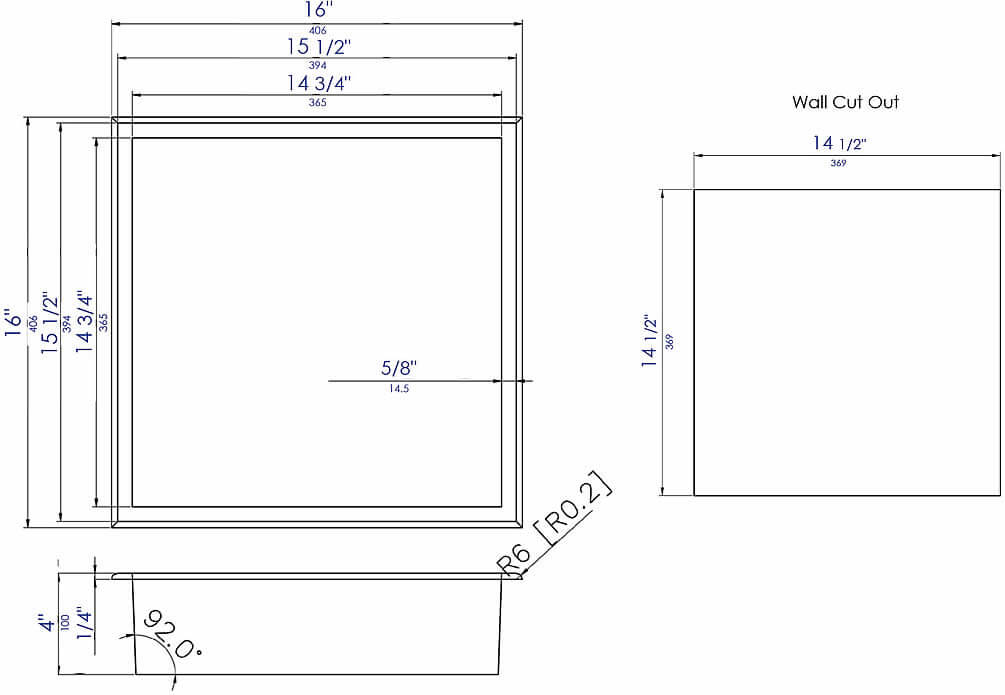 16" x 16" Alfi brand Stainless Steel Shower Niche