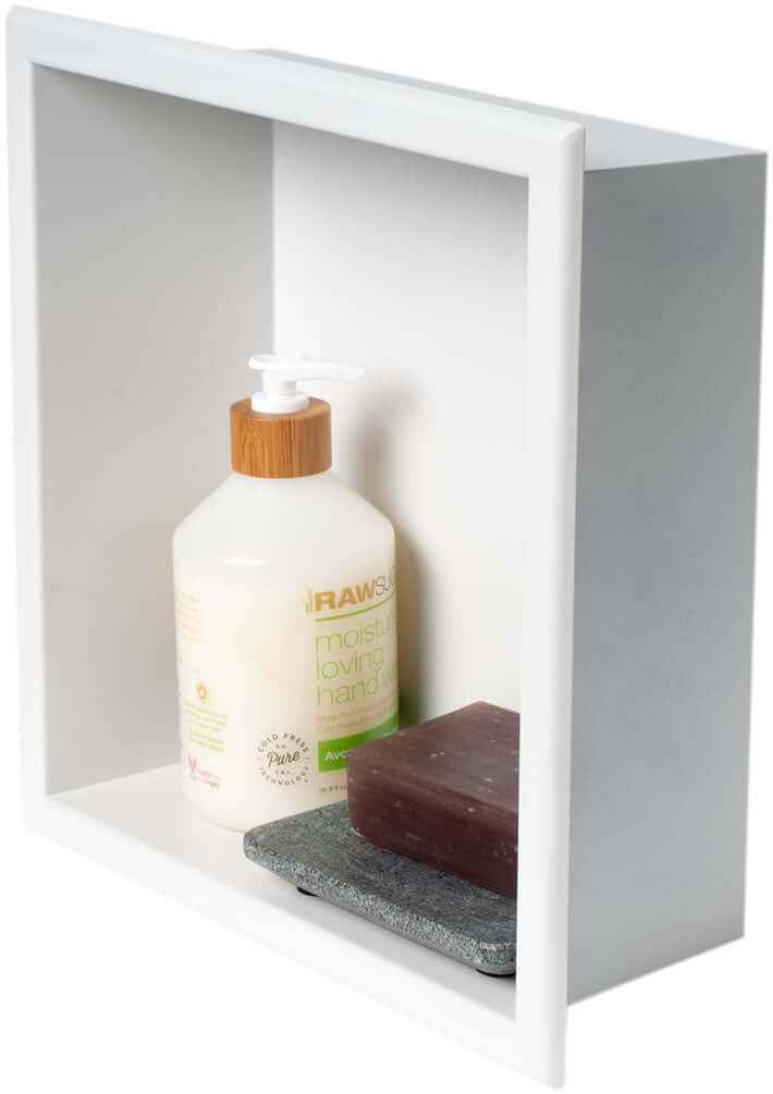 Matte White Powder Coat Stainless Steel Bath Niche - 12" x 12" x 4" Deep by Alfi Brand