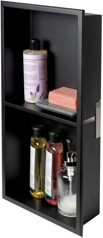 Alfi brand vertical shower niche - 12" x 24" High - Powder Coat Matte Black