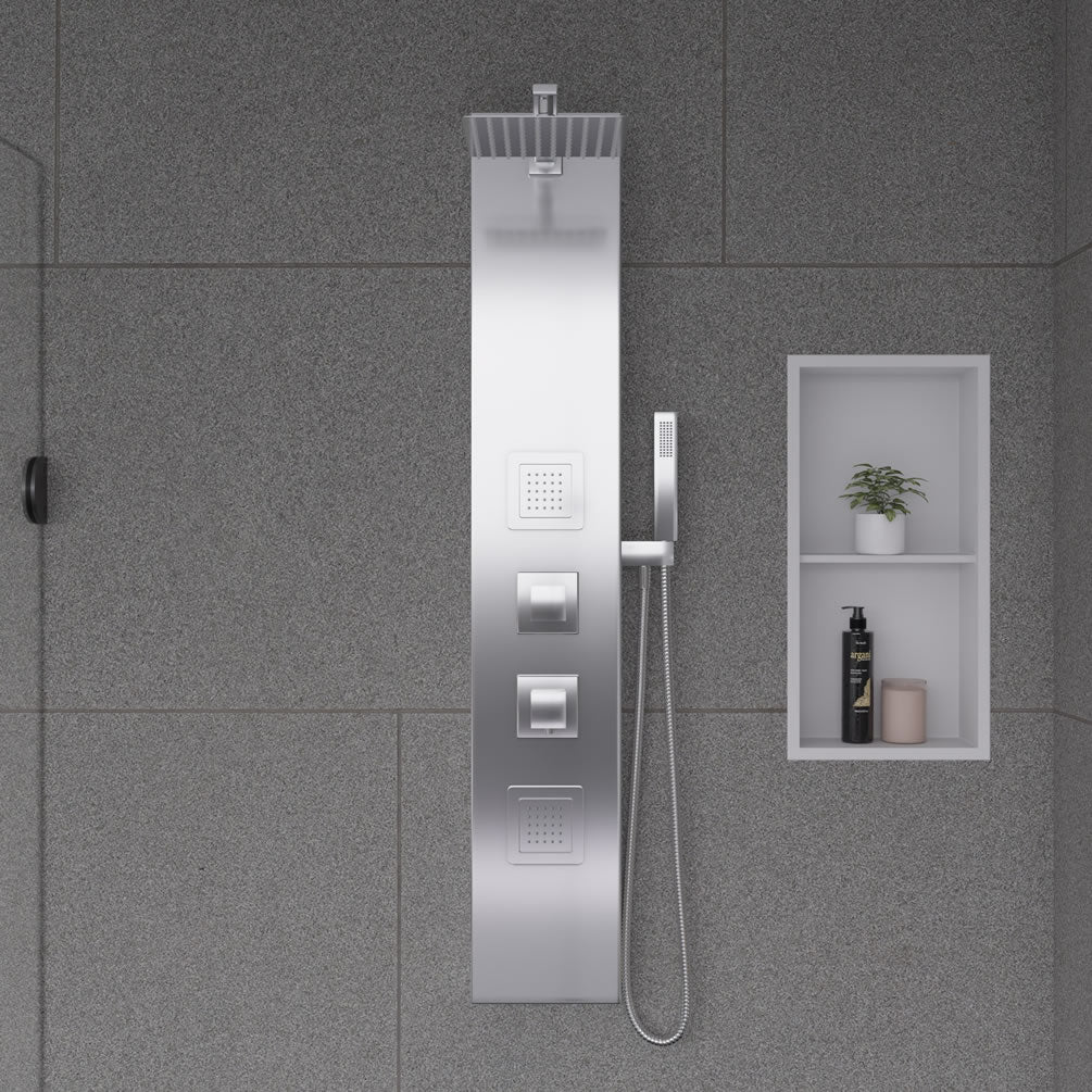 Alfi brand vertical shower niche - 12" x 24" High - Powder Coat Matte White