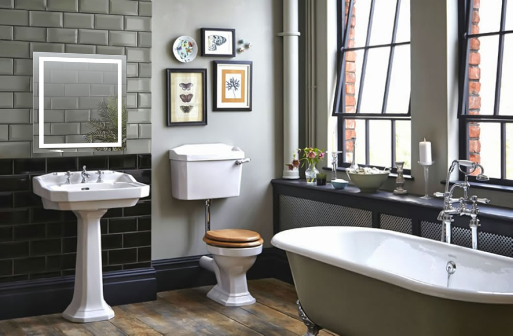 Icon Square LED Bathroom Mirror (3 Sizes) – Krugg Reflections - Perfect Makeup Mirrors