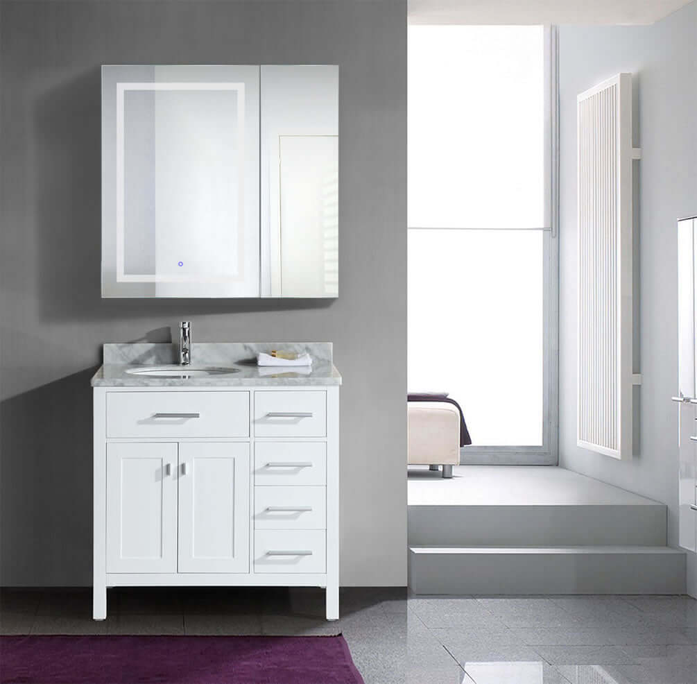 Krugg Reflections Svange 36" & 42" Wide LED Medicine Cabinets with Defogger & Dimmer