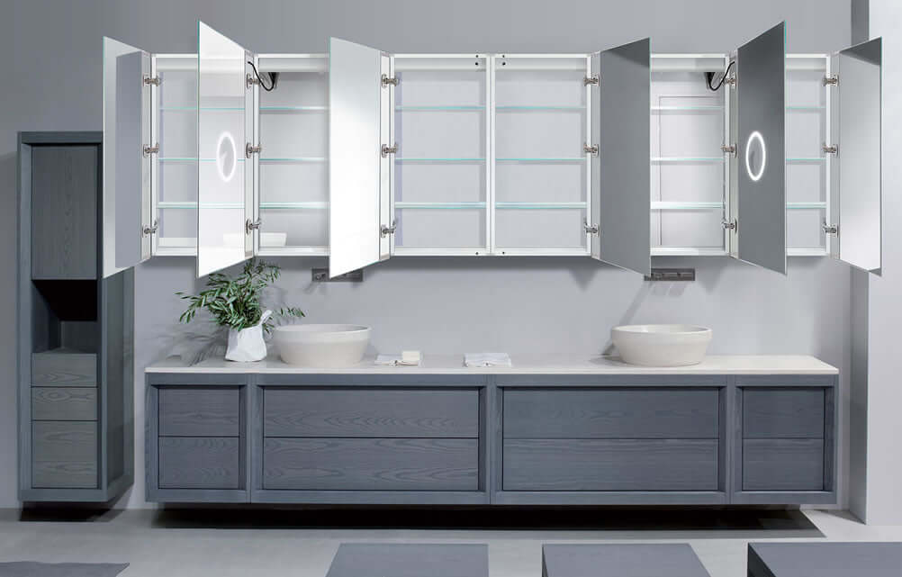 Krugg Reflections Svange LED Mega-6 Medicine Cabinet w/ Dimmer & Defogger 96" or 120" Wide