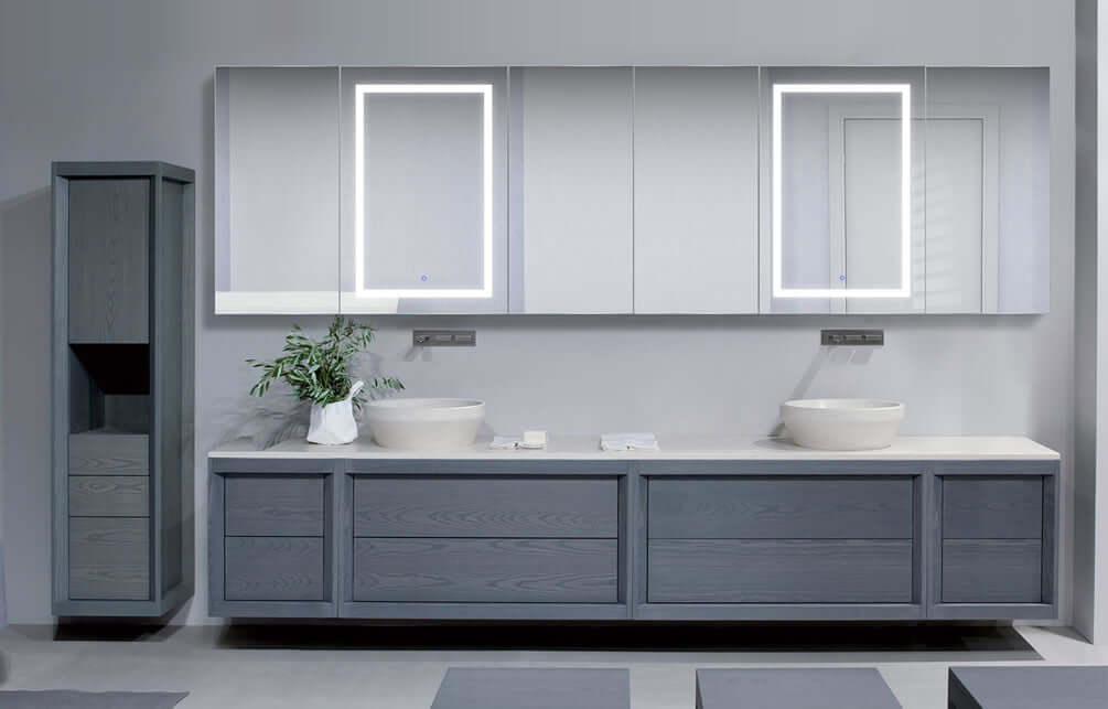 Krugg Reflections Svange LED Mega-6 Medicine Cabinet w/ Dimmer & Defogger 96" or 120" Wide