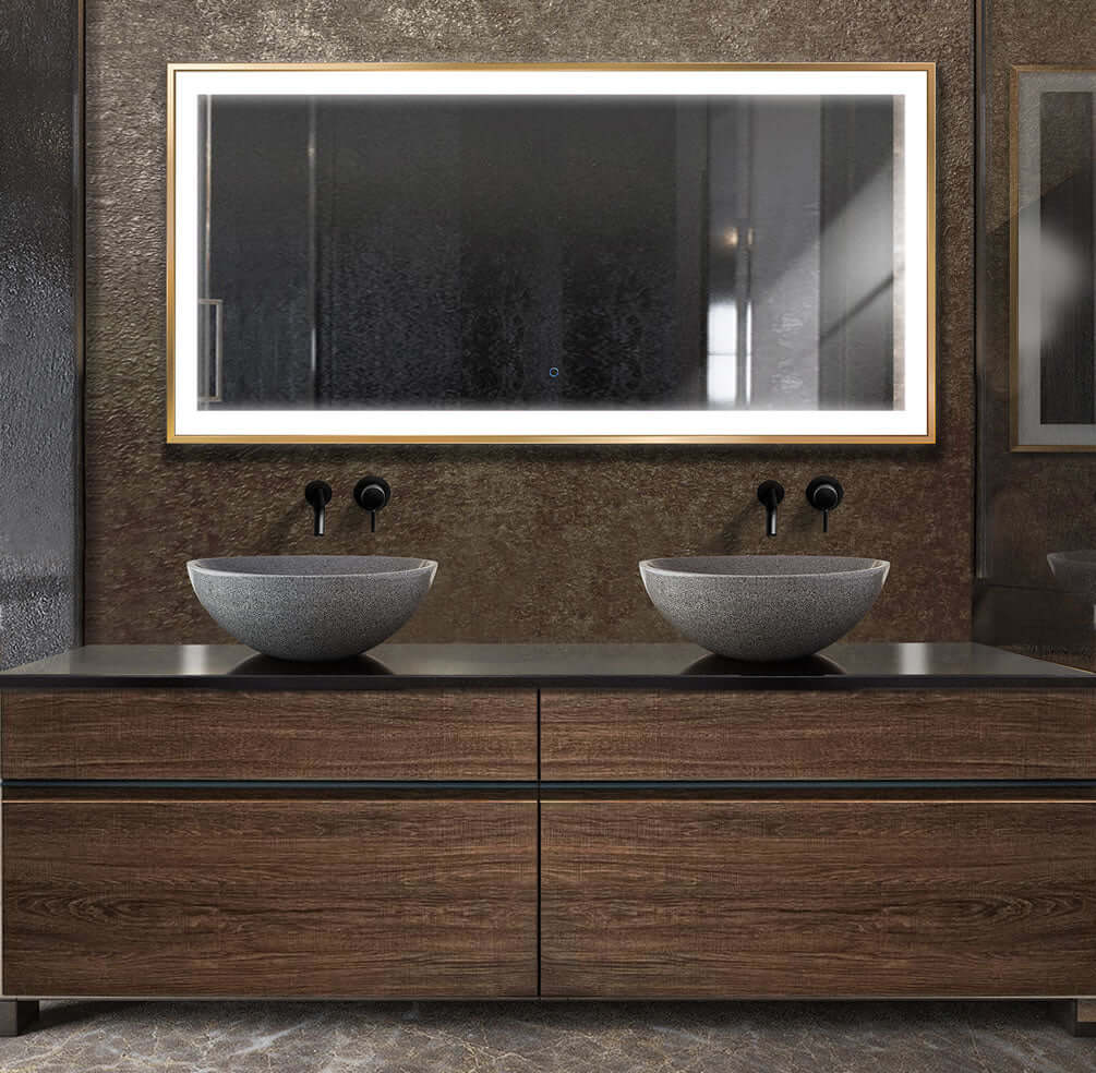 Gold Framed Soho with Dimmer and Defogger 60" X 36" High