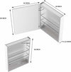 Dimensions shown for left-hinge cabinet.Right-hinge cabinet dimensions are identical.