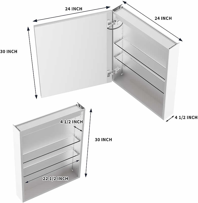 Dimensions shown for Relais left-hinge cabinet.  Right-hinge cabinet dimensions are identical.