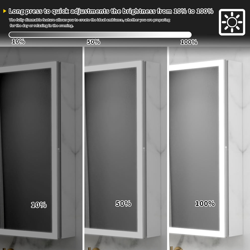 40" or 48" Wide Relais LED Medicine Cabinet, Recessed or Surface Mount - by Mirror Luxe - Perfect Makeup Mirrors
