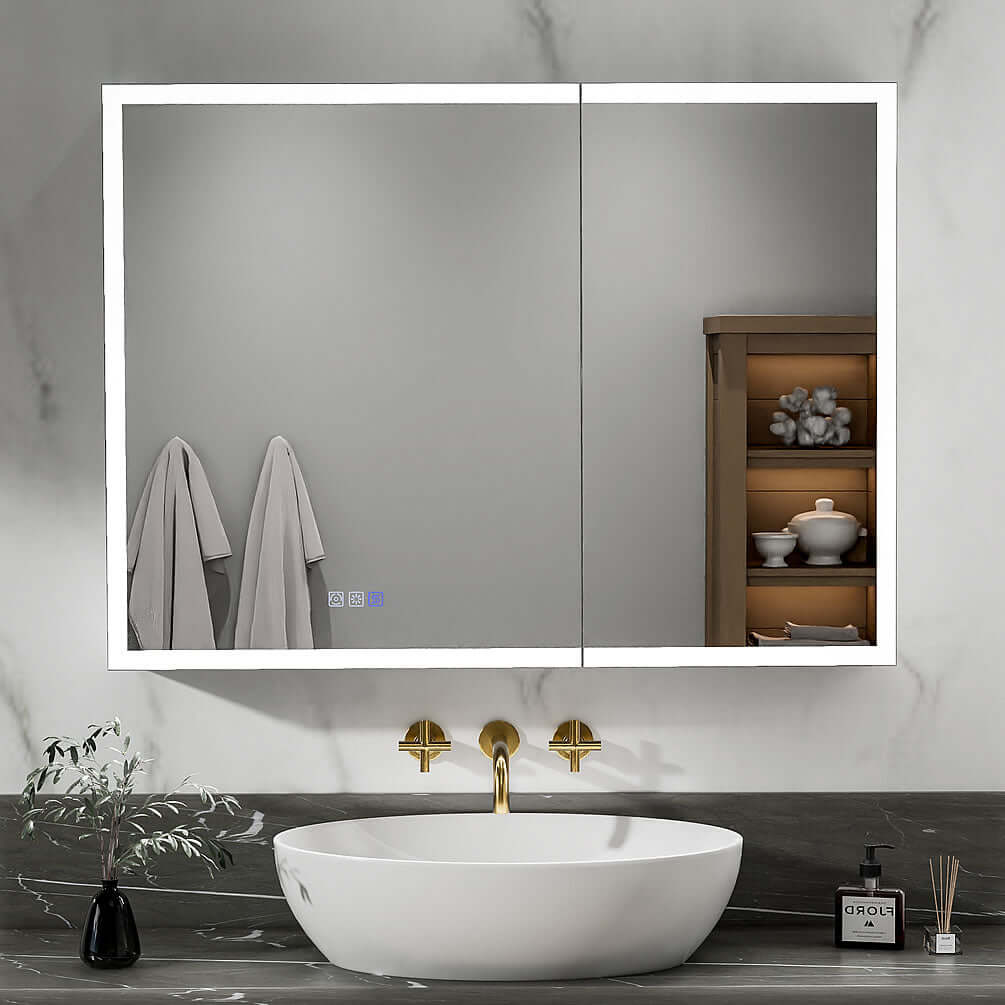 Mirror Luxe 48" Bellingham LED-Framed Triple Door Medicine Cabinet