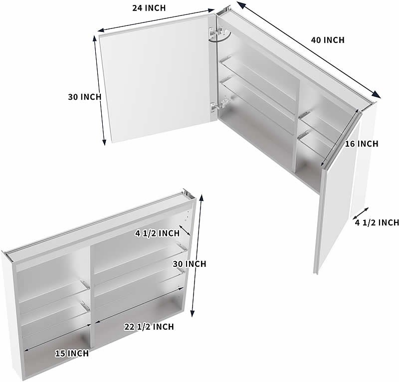Dimensions: Mirror Luxe Relais 40" Wide x 30" High