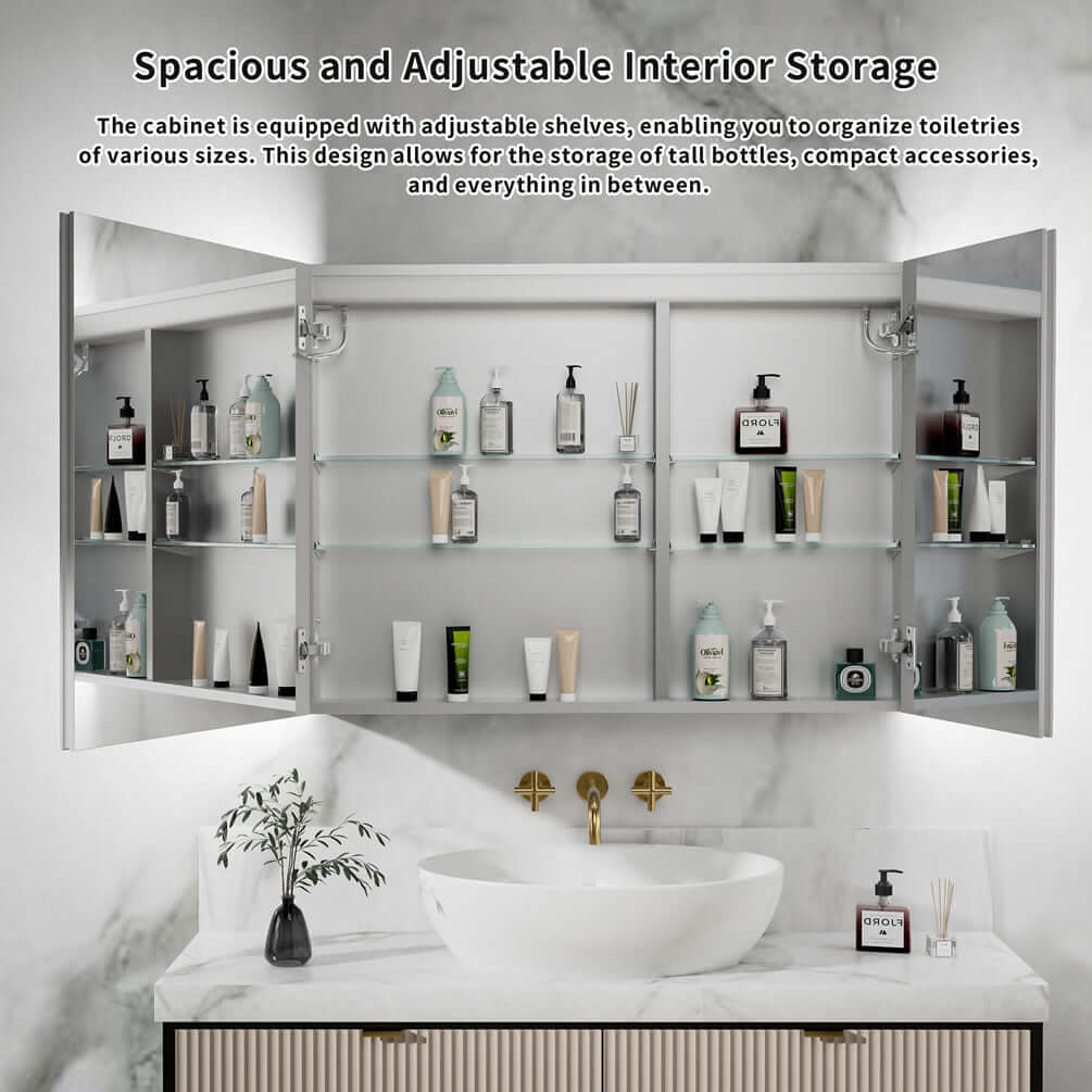 Mirror Luxe 48" Bellingham LED-Framed Triple Door Medicine Cabinet