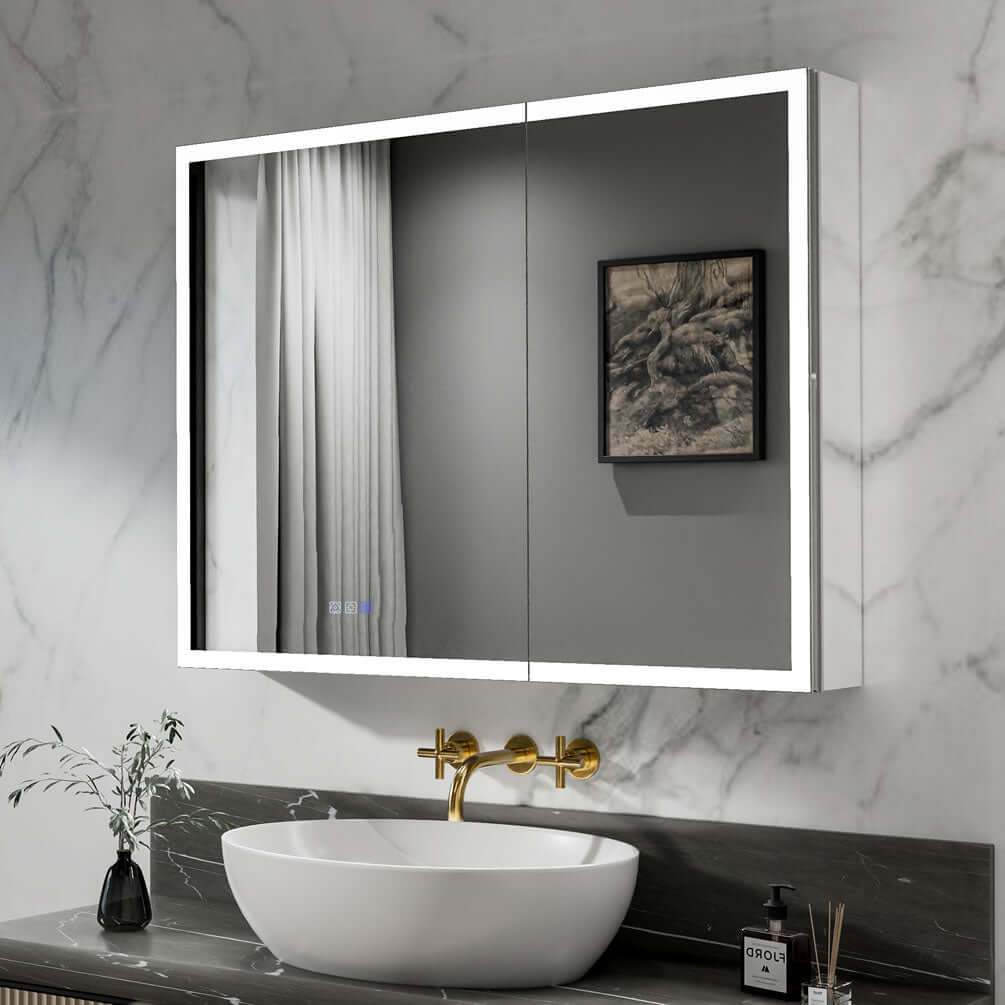 Mirror Luxe 48" Bellingham LED-Framed Triple Door Medicine Cabinet