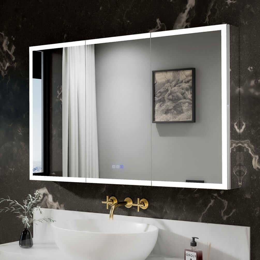Mirror Luxe 48" Bellingham LED-Framed Triple Door Medicine Cabinet