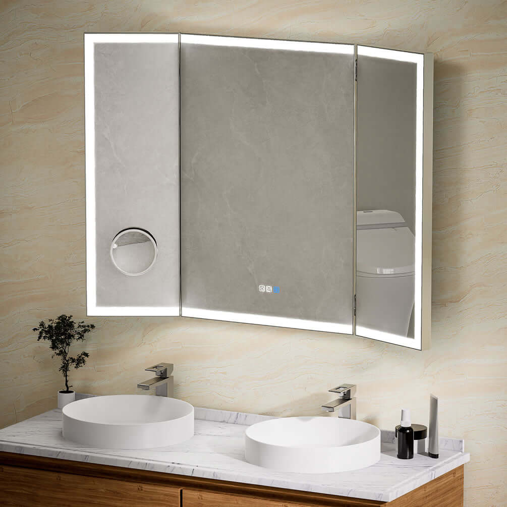 Mirror Luxe Triptych LED Bathroom Mirror - 48" to 66" in 4 Sizes