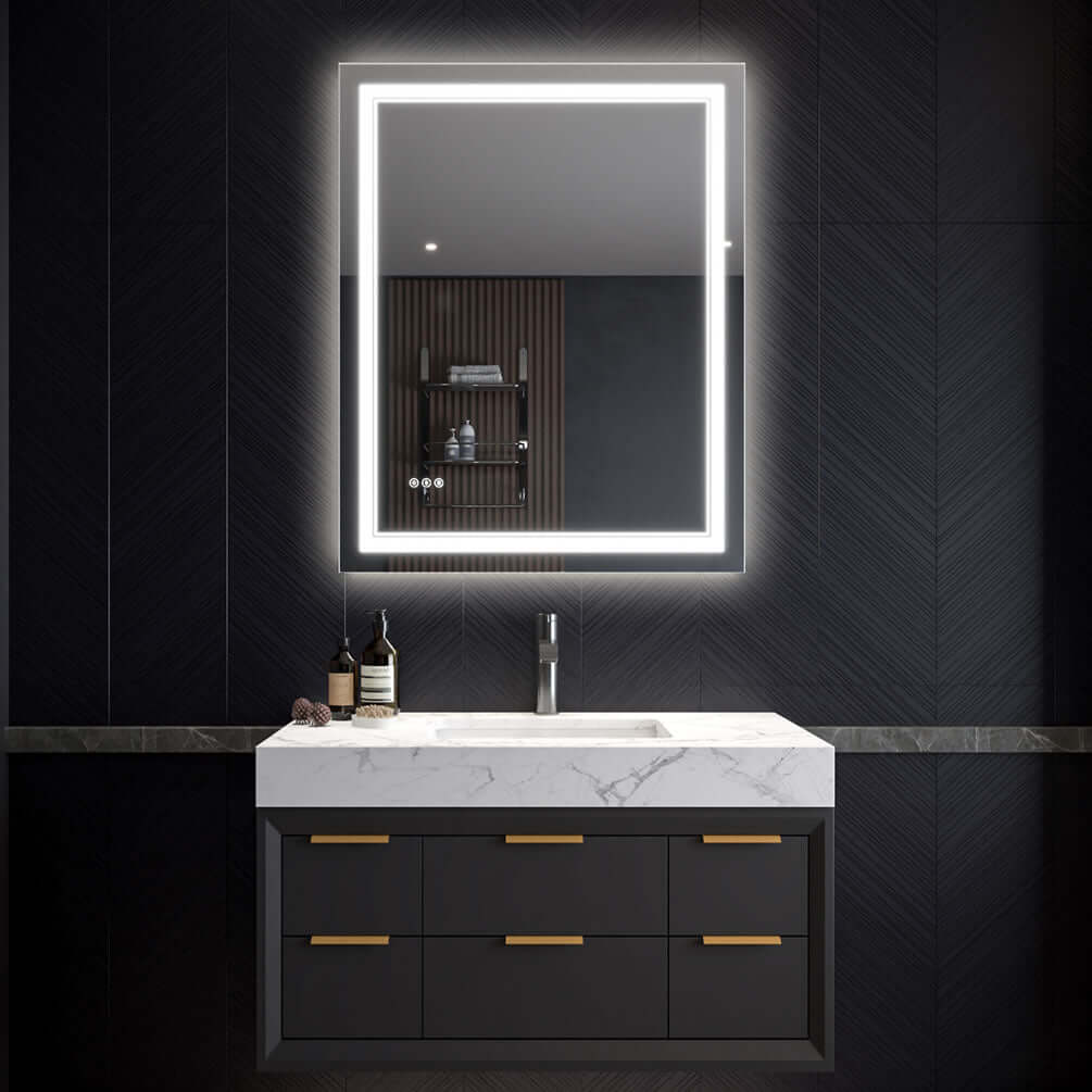 Mirror Luxe Covington LED Bathroom Vanity Mirror 32" x 40" - mount it horizontally or vertically.