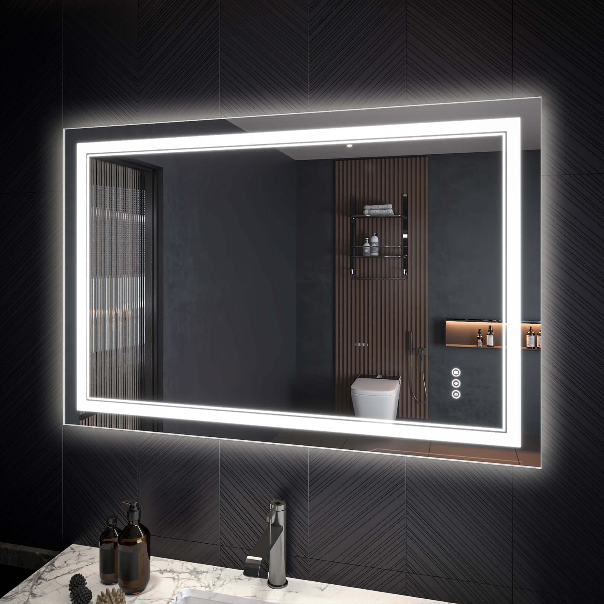 Mirror Luxe Covington LED Bathroom Vanity Mirror 32" x 48" - mount it horizontally or vertically.