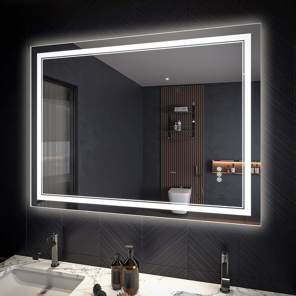 Mirror Luxe Covington LED Bathroom Vanity Mirror 36" x 48" - mount it horizontally or vertically.