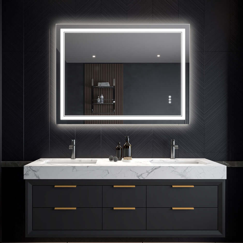 Mirror Luxe Covington LED Bathroom Vanity Mirror 36" x 48" - mount it horizontally or vertically.