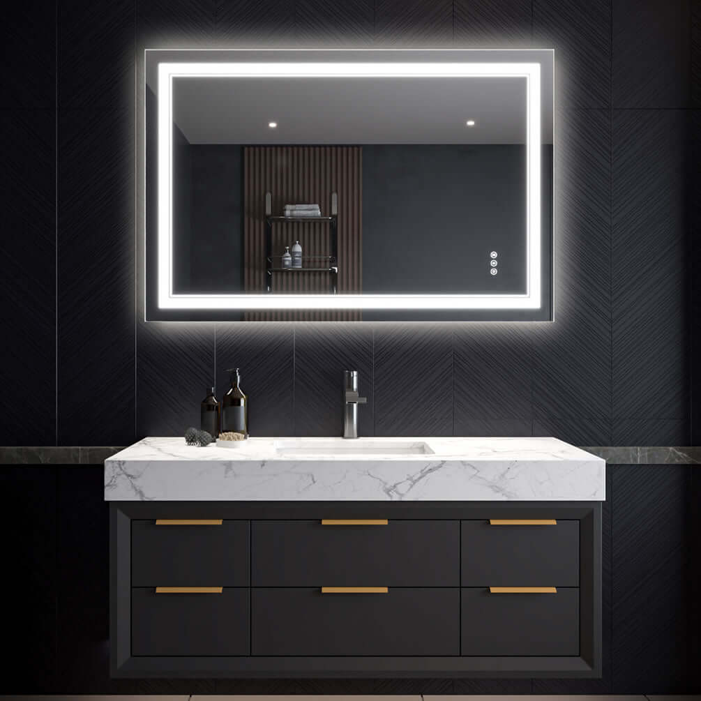Mirror Luxe Covington LED Bathroom Vanity Mirror 32" x 48" - mount it horizontally or vertically.
