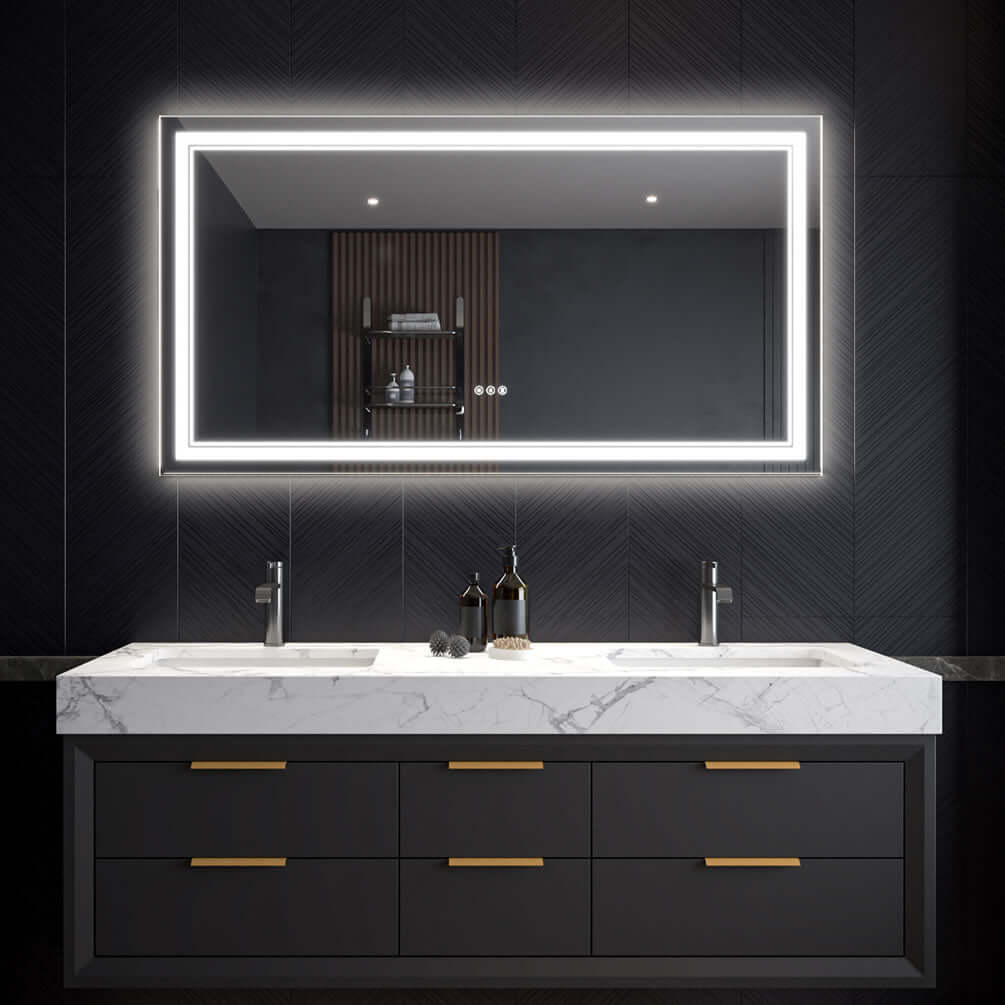 30" x 55" Covington LED Vanity Mirror by  Mirror Luxe - with dimmer and defogger.