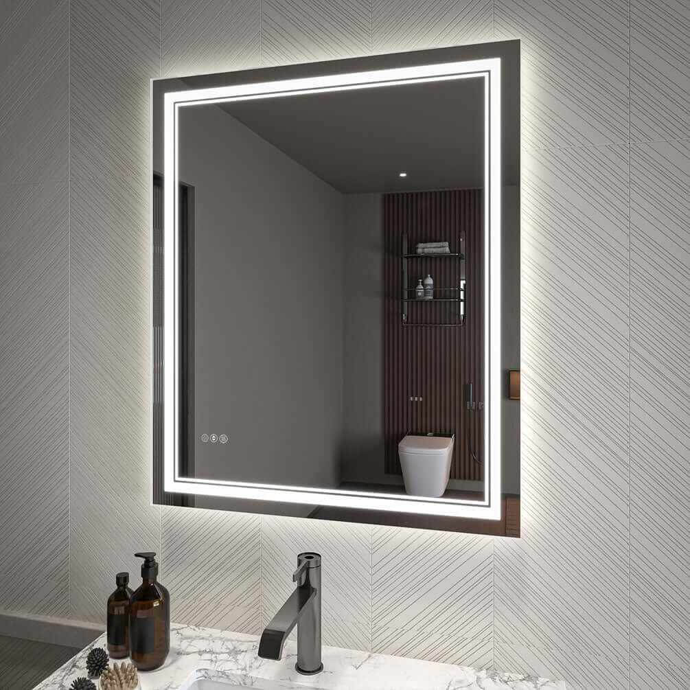 Covington 30" x 36" includes dimmer and switchable LED coloration with touch sensors on the surface..