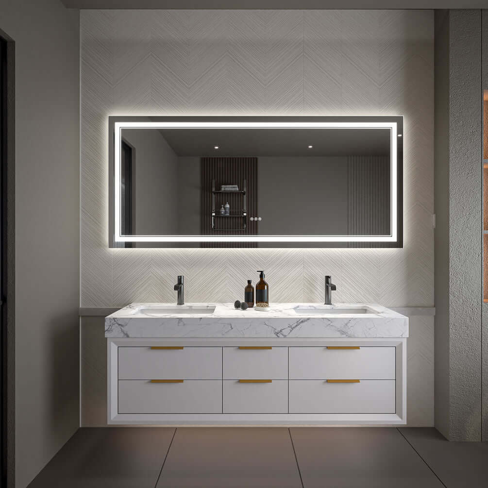 Mirror Luxe Covington 72" Wide LED Bathroom Vanity Mirror.