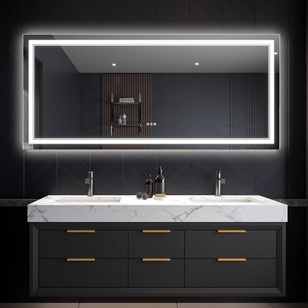 Mirror Luxe Covington 72" Wide LED Bathroom Vanity Mirror.