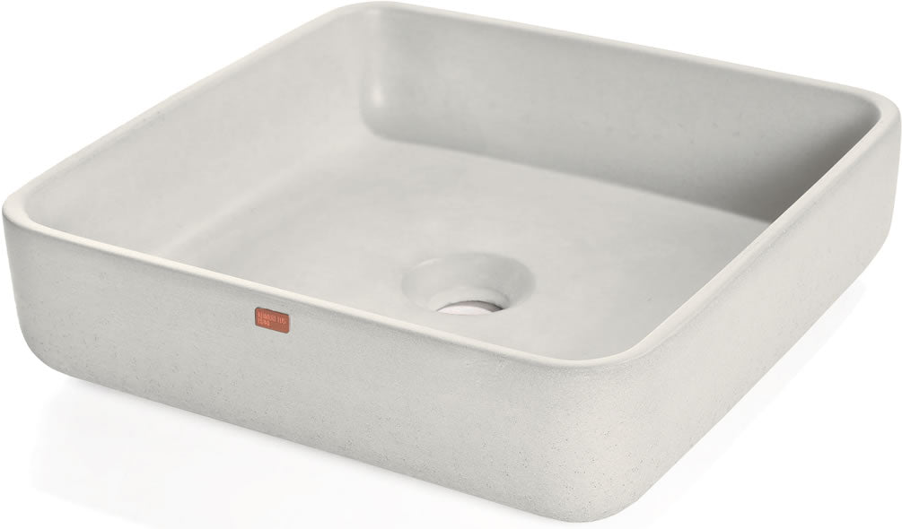 Konkretus FLADD 03 Square Concrete Above-Mount Bathroom Sink, 13 Colors