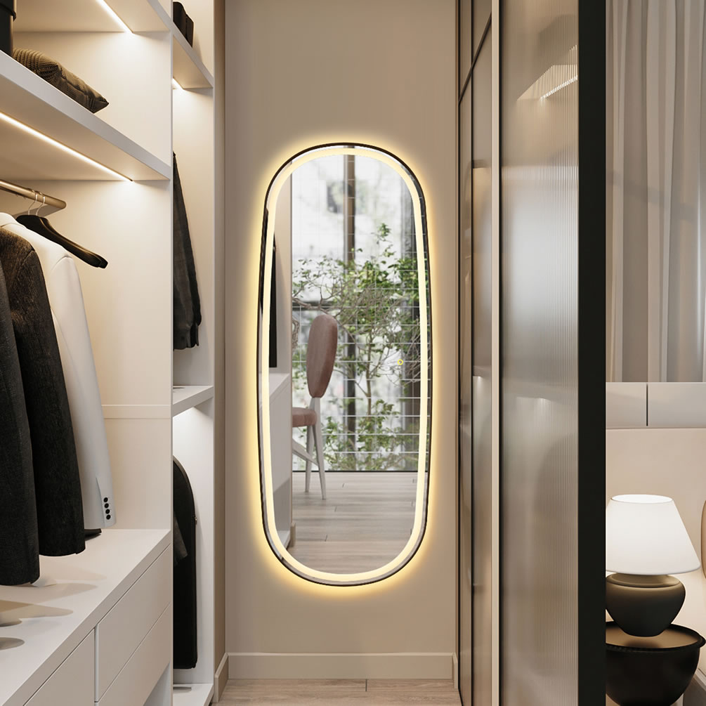 Adjust LED color from 6,000k daylight, to 4,000k office lighting, to 3,000k indoor home lighting.