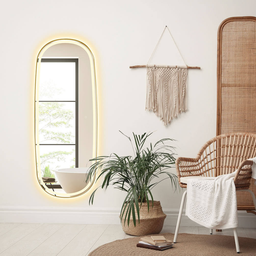 In the bathroom, the electric defogger keeps the mirror clear, even after a stdamy shower.