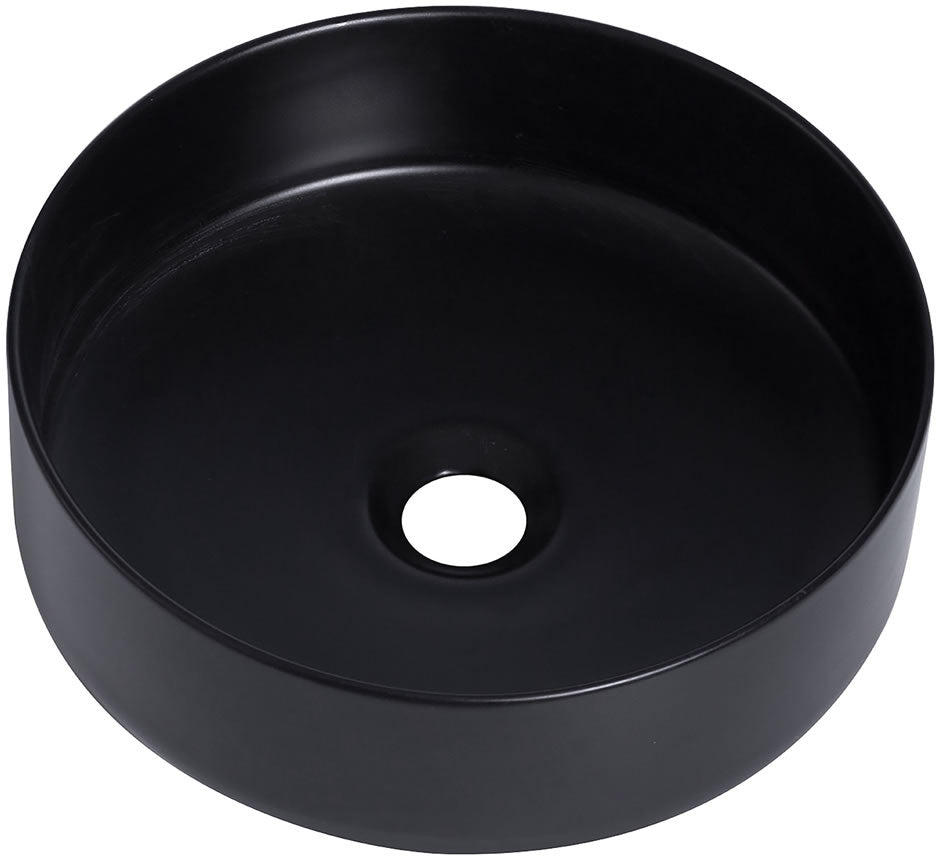 Altair Design 14" Round Sabine Ceramic Bathroom Vesse; Sink - Black or White Finish
