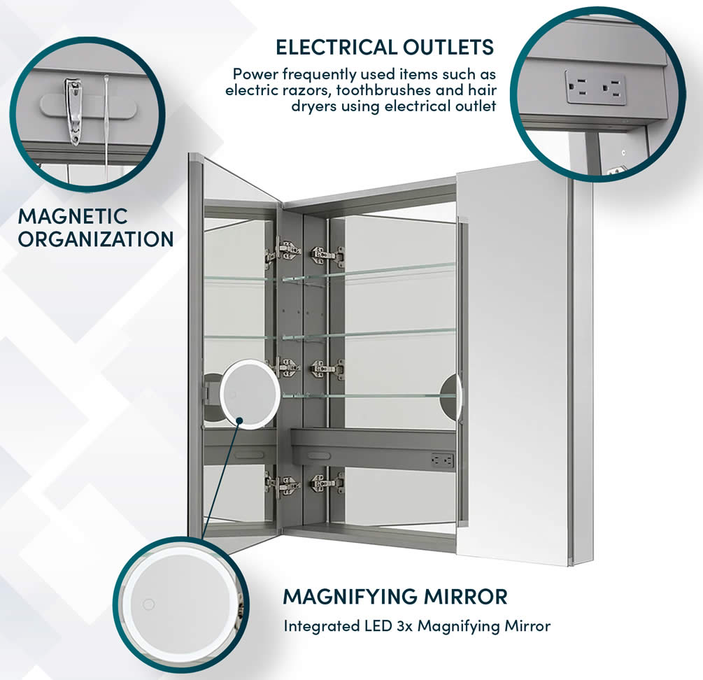 Aquadom Royale 2-Door 30", 36", and 48" Medicine Cabinets - 30" or 36" High