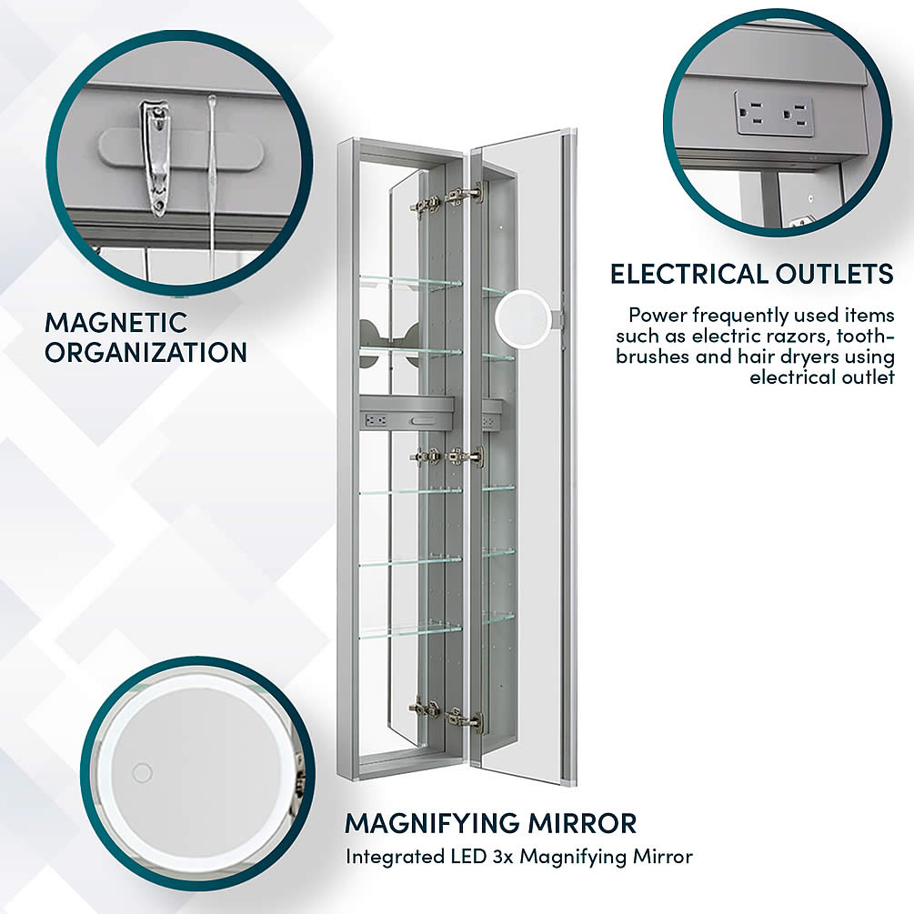 Aquadom Royale 15"x70" Extra-Tall Medicine Cabinet