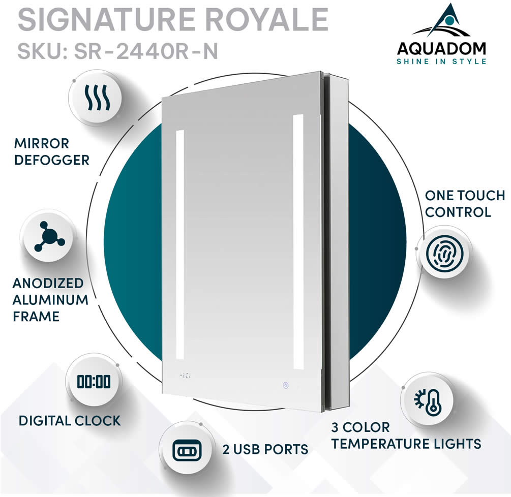 Aquadom SIGNATURE Royale 24 Inch LED Medicine Cabinet