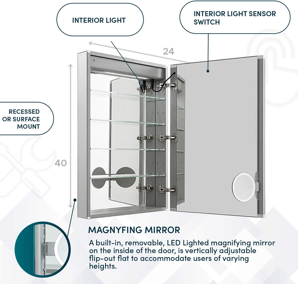 Aquadom SIGNATURE Royale 24 Inch LED Medicine Cabinet