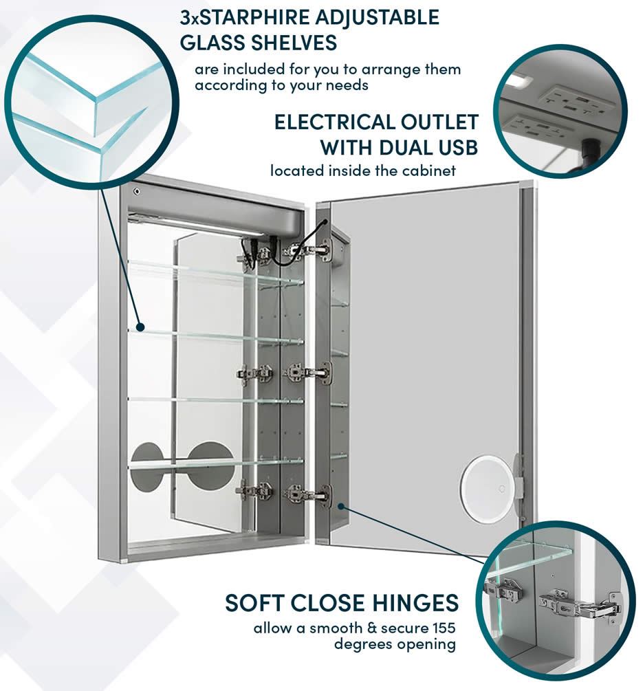 Aquadom SIGNATURE Royale 24 Inch LED Medicine Cabinet